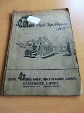 Manuale uso e manutenzione lista ricambi CLAAS pressa alta pressione HD dal 1955 regolazione