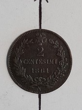 2 CENTESIMI 1861 N. NAPOLI. ASSE POSTERIORE SPOSTATO DI 270°. RARISSIMA !