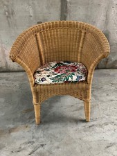 Poltrona vintage di design, midollino di rattan con cuscino - Made in Italy