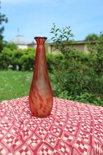 Vaso in pasta di vetro marmorizzato art nouveau rosso