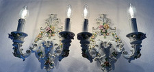 Applique italiane in porcellana con decoro floreale, set di 2
