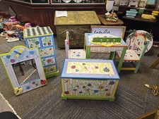 Set mobili per bambini vintage Kindergaten Plus dipinti a mano 7 pezzi