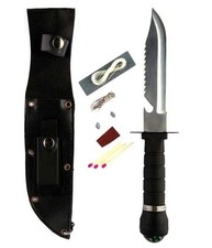 COLTELLO SURVIVAL CACCIA PESCA SOFTAIR NERO IN ACCIAIO CON BUSSOLA FOSCO 455415