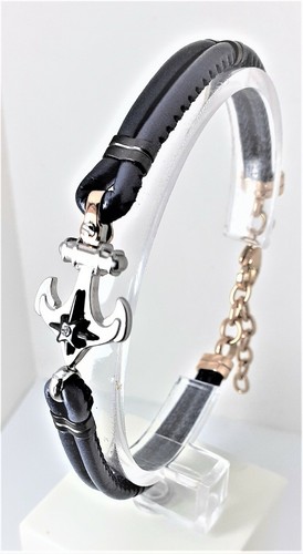 Bracciale uomo cuoio blu - bracciale, in