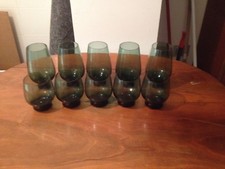 #73# Servizio bicchieri acqua e vino in cristallo verde anni 60