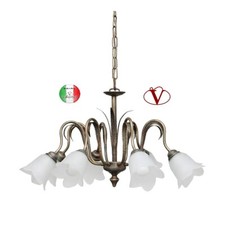 Lampadario a sospensione classico 8 luci in Ferro Battuto Italia Made in Italy