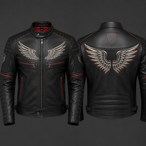 Giacca moto pelle nera - giacca,