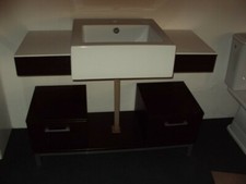 Mobile Bagno con Specchio, Lavabo porcellana,CM 110, WENGE' , da salamostra