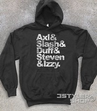 FELPA UNISEX Axl Slash Duff Steven & Izzy nomi antichizzati 
