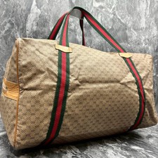 Borsa Gucci GG Boston a righe web pelle marrone Giappone C-251005-9