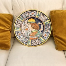 Piatto antico ceramica maiolica Deruta primi anni del 900 da 42,5 cm. Perfetto