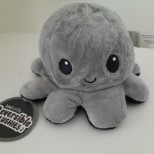 Peluche Polpo Reversibile Grigio Nero 16cm Morbido Regalo