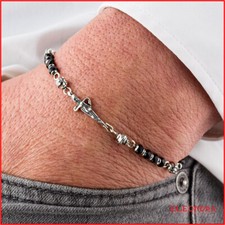 bracciale uomo in argento 925 cesare paciotti con catena e pietre onice a maglia