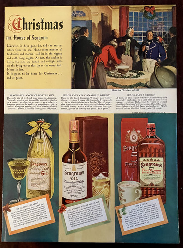 1940 seagram whisky - seagram's, natale