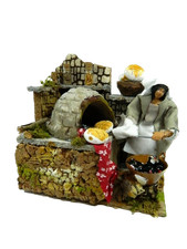 Pastore in Movimento Fornaia Cm 9x14x15h Panettiere Pastori per Presepe