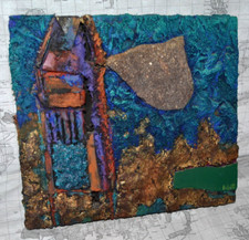 Stefano CALISTI "il Faro" Applicazione Materiali e Colore Su Tela Pezzo Unico