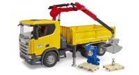 Camion da cantiere Scania Super 560R con gru e 2 pallet - Bruder 03551