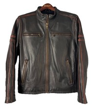 Wilson Vintage USA Giacca da Ciclismo Uomo a Righe Design Pelle Uomo Large