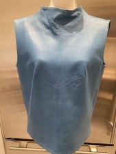 Coach Blue Lambskin Leather Sleeveless Tunic Top The Row Toteme SzS NWT Made USA