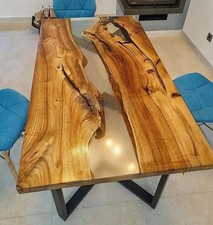 Tavolino da caffè ristorante in resina epossidica trasparente legno di acacia naturale arredo moderno