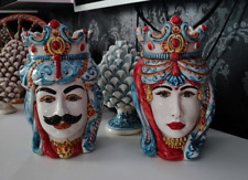 Ceramica di Caltagirone Teste di moro H25