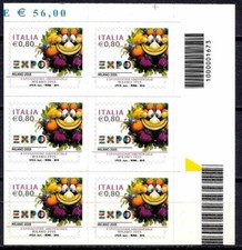 Italia 2015 EXPO Milano 2015 Disney Foody - Mascotte Sestina Codice a barre