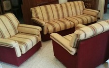 SET SALOTTO ARTIGIANALE misto SETA: DIVANO 3 posti + 2 POLTRONE sfoderabili.