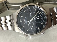 Vintage Seiko 7A38 Quartz Men's Chronograph Watch Water Resistant + Wooden Box ⌚