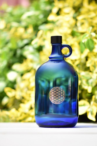 Bottiglia vetro litro blu - vetro, 2