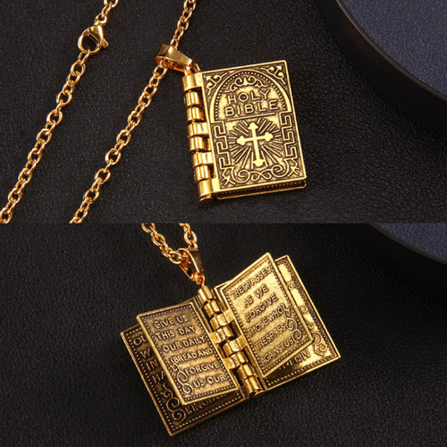 Collana oro ciondolo bibbia - collana,