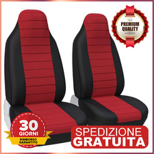 Coprisedili Auto Universali Anteriori Coppia Sedile Tessuto Schienale Alto Rosso