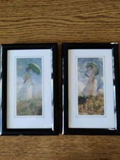 Quadri piccoli con riproduzioni di Monet, Donne col parasole, cornice laccata [3