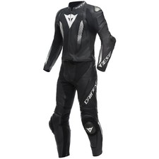 Dainese Laguna Seca 5 2 pezzi tuta in pelle nero/nero/bianco moto uomo