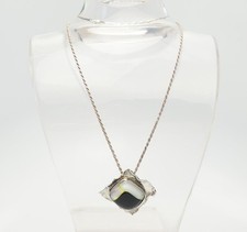 Vintage Ooak Artigianale Argento Sterling Arte Collana Con Pendente IN Vetro