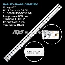 KIT 3 BARRE STRIP 8 LED TV