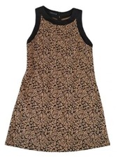 NUNA LIE vestito corto abito miniabito smanicato nero beige oro donna taglia M