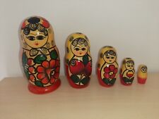 MATRIOSKA VINTAGE RUSSA ORIGINALE IN LEGNO DIPINTO 5 PEZZI - LEGGERE!