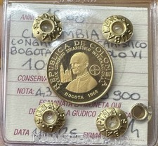 COLOMBIA 100 PESOS 1968 CONGRESSO EUCARISTICO BOGOTÀ 4,3 gr ORO 900 FDC