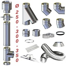 Canna Fumaria Coibentata Stufa a Pellet Kit Tubo Acciaio Inox Doppia Parete Cami