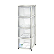 CASSETTIERA COVER LINE BIANCA 4 CASSETTI ALTI TRASPARENTE CM 26,8X37X82,7 H