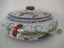 FAENZA SIGNA GAROFANO BLU ITALIA CERAMICA STRAGOUT PIATTO DA SERVIZIO TERRINA