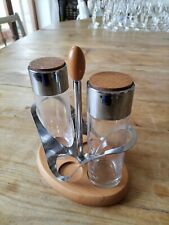 Set Oliera Olio Aceto sale pepe Design CARLO GIANNINI Legno acciaio Vetro 