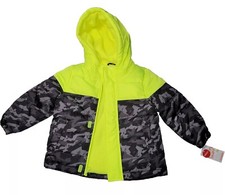 Jumping Beans Puffer Jacket bambino ragazzo 3T verde mimetico con cappuccio zip intera tasche