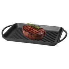 Bistecchiera ghisa rettangolare griglia antiaderente manici piastra 39x22 cm