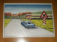 Auto e moto EDIS 1968 figurina n. 313 PASSAGGIO A LIVELLO CON BARRIERE 