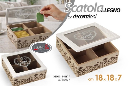 Scatola legno porta the