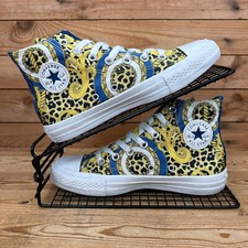 Scarpe da ginnastica Converse donna UK 4 All Star giallo blu lusso tela scarpe alte CT