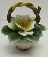 Vaso Cestinio in ceramica con fiori - Vintage anni '70