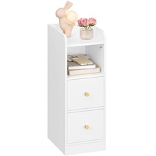 Comodino Tavolino Stretto con 2 Cassetti Comodino con Scomparto Aperto Posizione