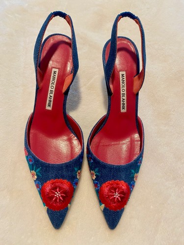 Manolo blahnik denim slingback - manolo,